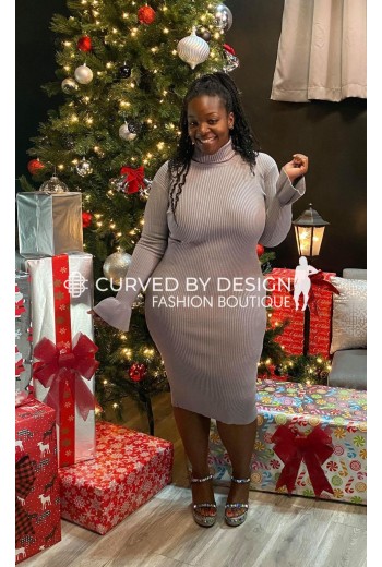 Grey Sweater Neck Bodycon