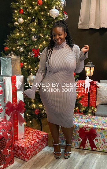 Grey Sweater Neck Bodycon