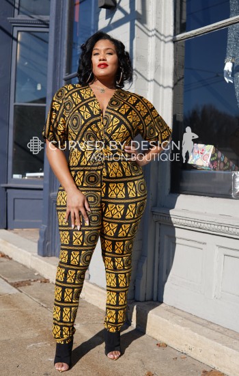 Black & Gold Greek Block Jumpsuit