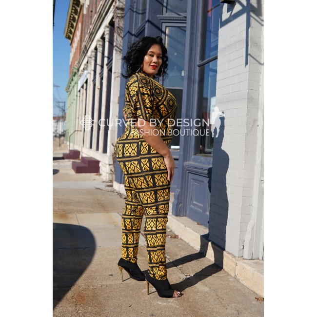 Black & Gold Greek Block Jumpsuit