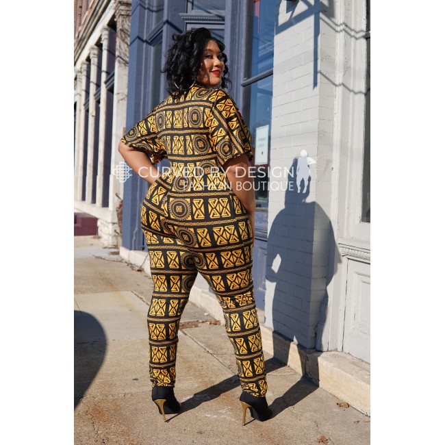 Black & Gold Greek Block Jumpsuit