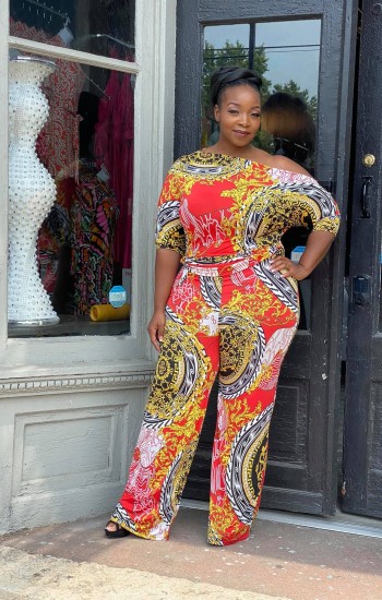 Orange Greek Palazzo Jumpsuit