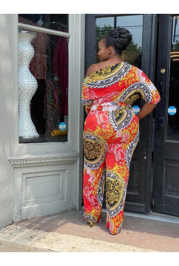 Orange Greek Palazzo Jumpsuit