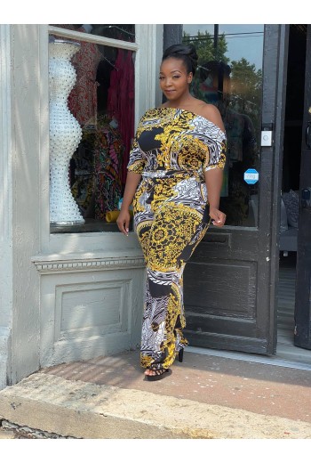 Greek Cheetah Palazzo Jumpsuit