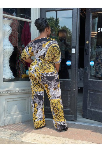 Greek Cheetah Palazzo Jumpsuit