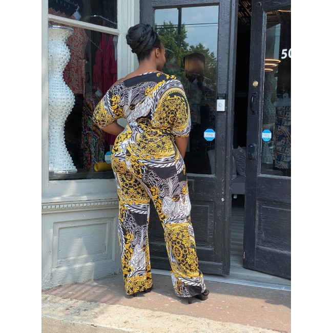 Greek Cheetah Palazzo Jumpsuit