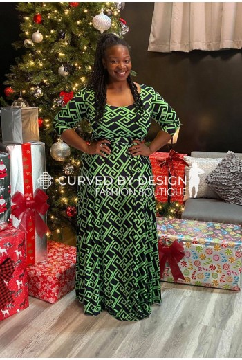 Green Aztec Print Maxi