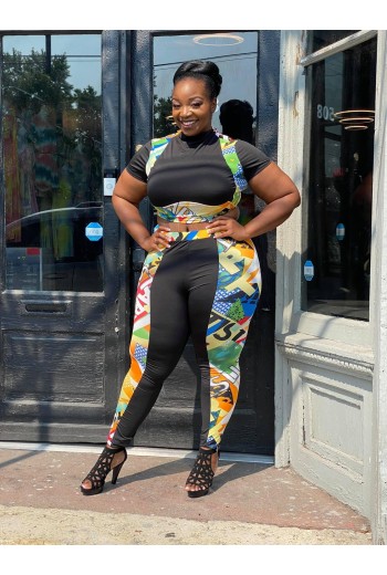 2 Piece Multicolor Crop Set