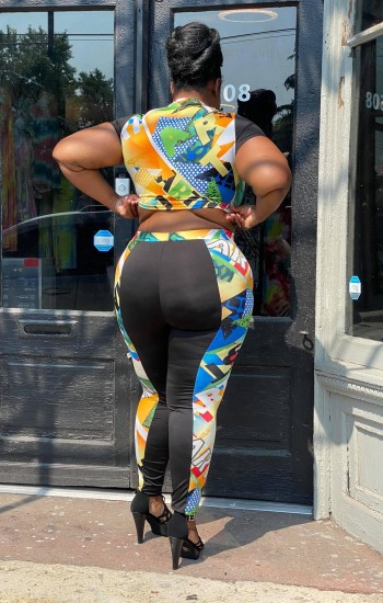 2 Piece Multicolor Crop Set