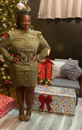 Green Gold Chain Army Dress