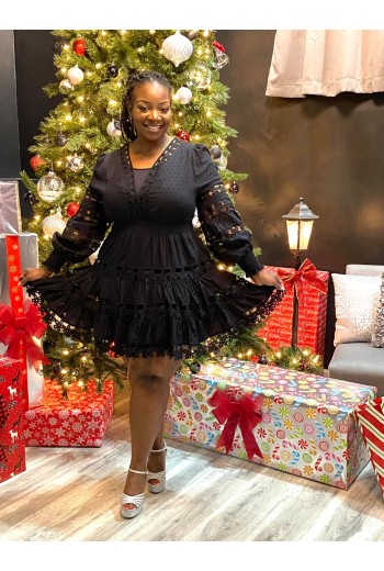 Black Laced A-Line Dress