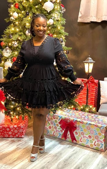 Black Laced A-Line Dress