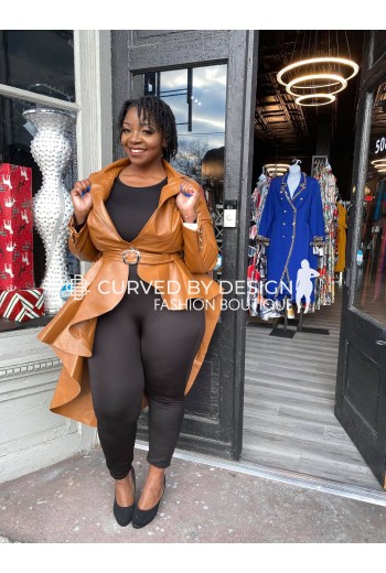 Brown Leather Side Cap Jacket