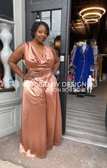 Champaign Cow Neck Palazzo Jumpsuit