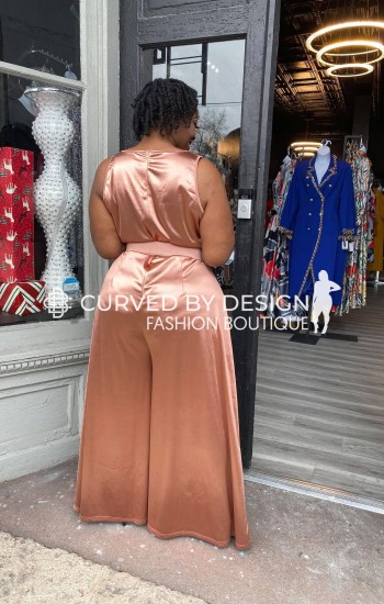 Champaign Cow Neck Palazzo Jumpsuit