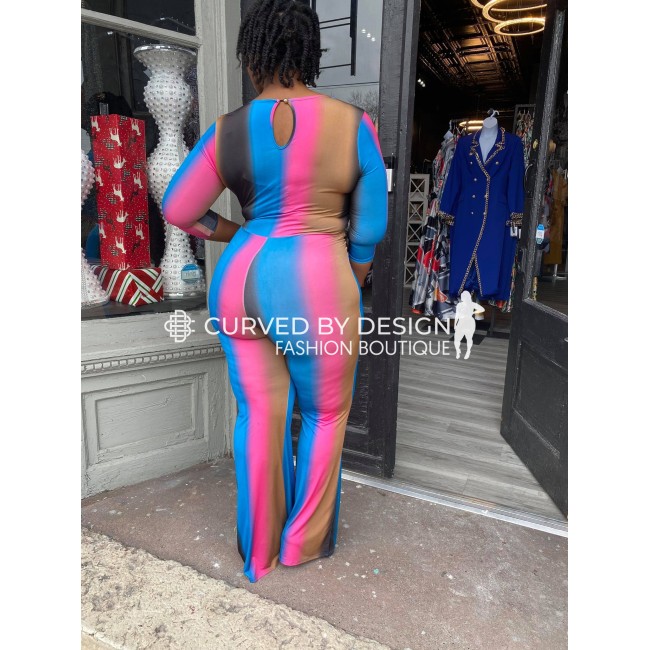 Multiplex Deep V Color Jumpsuit