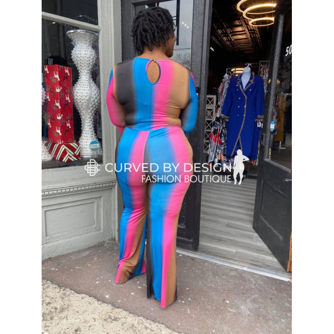 Multiplex Deep V Color Jumpsuit