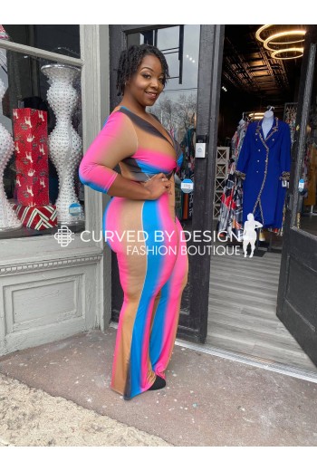 Multiplex Deep V Color Jumpsuit