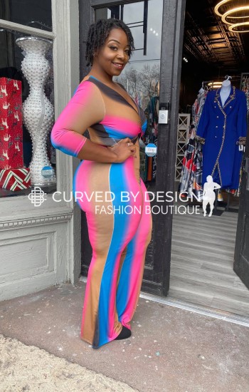 Multiplex Deep V Color Jumpsuit