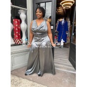 Gray Cow Neck Palazzo Jumpsuit