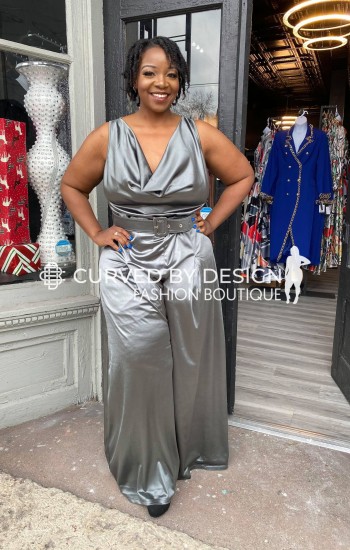 Gray Cow Neck Palazzo Jumpsuit