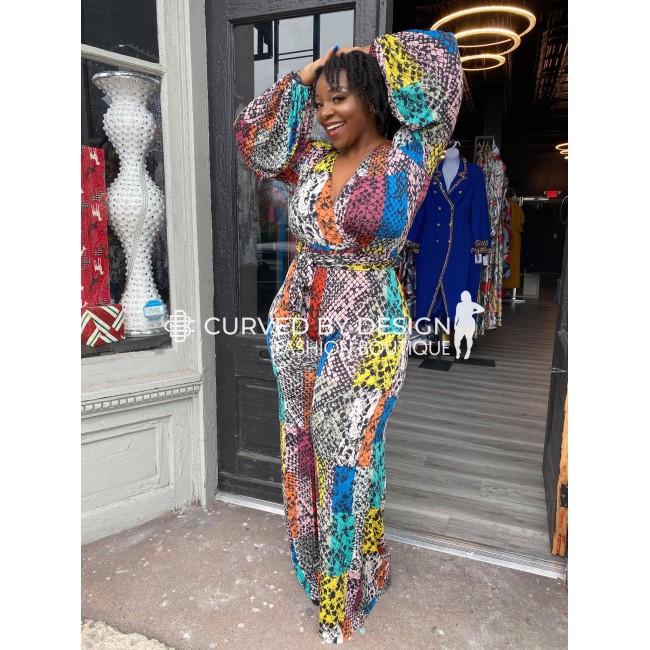 Multi-Color Snake Palazzo Jumpsuit