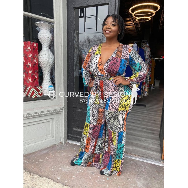 Multi-Color Snake Palazzo Jumpsuit