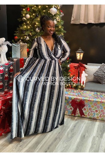 B&W Stripped Maxi Dress