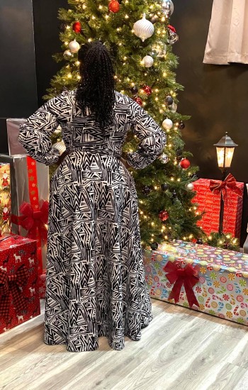 B&W Bowtie Maxi Gown