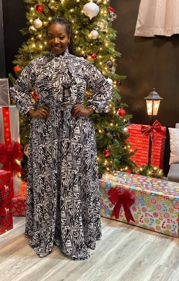 B&W Bowtie Maxi Gown