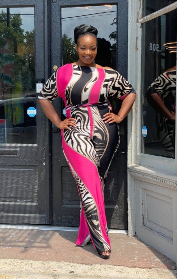 Pink Animal Print Palazzo Jumpsuit