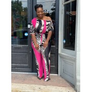 Pink Animal Print Palazzo Jumpsuit Pink Animal Print Palazzo Jumpsuit