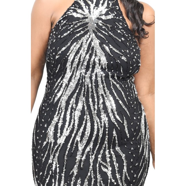 BLK & Silver Sequin Bodycon