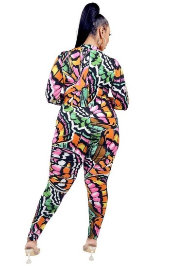 Abstract Butterfly Stacked Jumpsuit