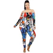 Red & Blue Abstract Jumpsuit