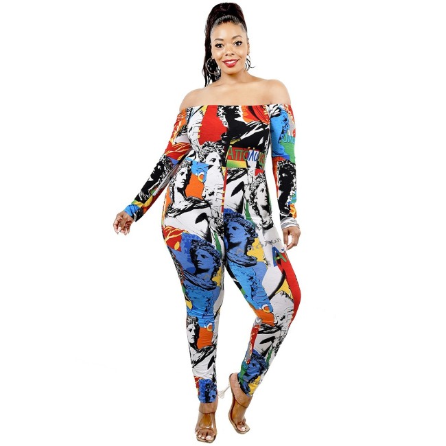 Red & Blue Abstract Jumpsuit