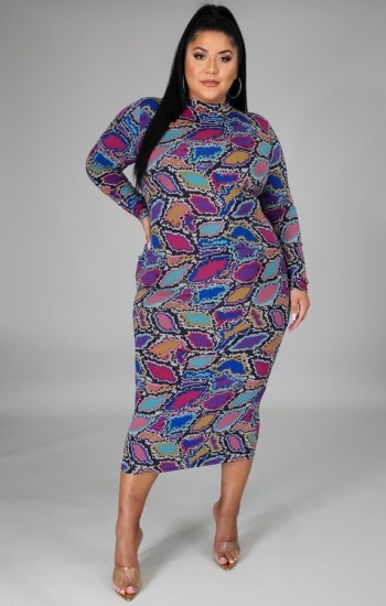 Multi Color Snake Print Bodycon