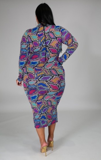 Multi Color Snake Print Bodycon