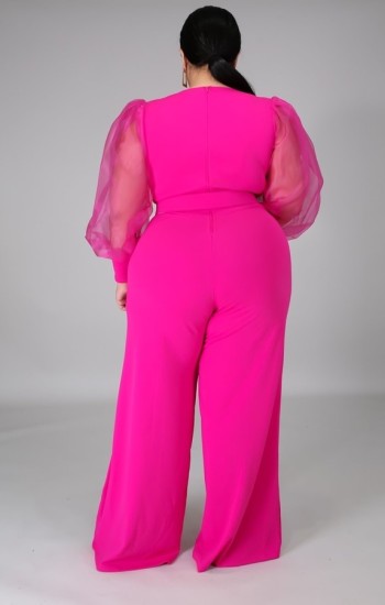 Pretty Pink Deep-V Palazzo Jumpsuit