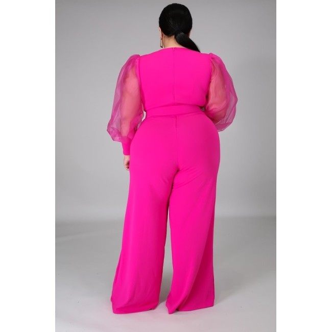 Pretty Pink Deep-V Palazzo Jumpsuit Pretty Pink Deep-V Palazzo Jumpsuit
