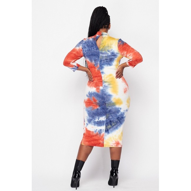 Blue Tie Dye Bodycon