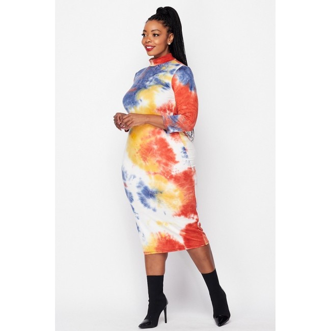 Blue Tie Dye Bodycon