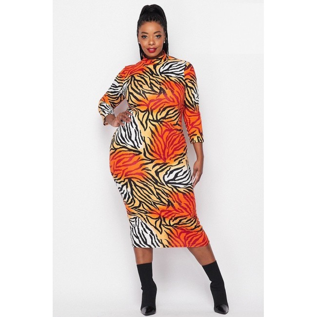 Orange Tiger Striped Bodycon