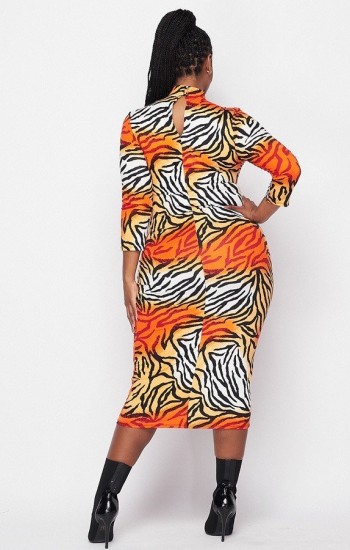 Orange Tiger Striped Bodycon