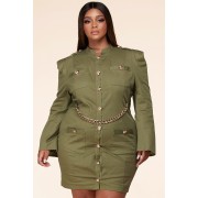 Green Gold Chain Army Dress