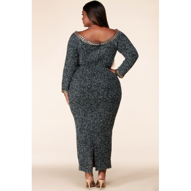 Charcoal Chain Sweater Bodycon