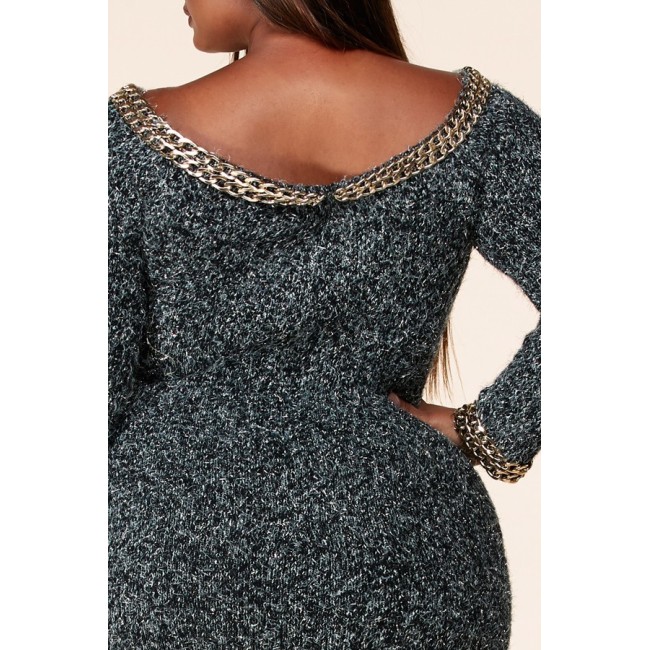 Charcoal Chain Sweater Bodycon