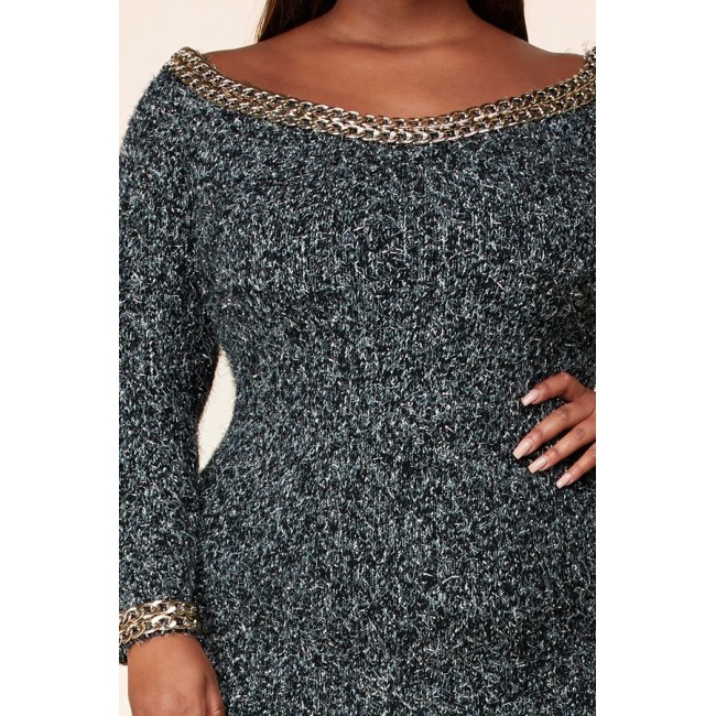 Charcoal Chain Sweater Bodycon