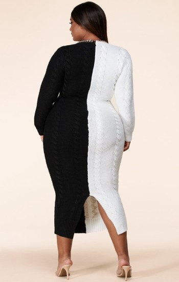 B&W Sweater Chain Bodycon