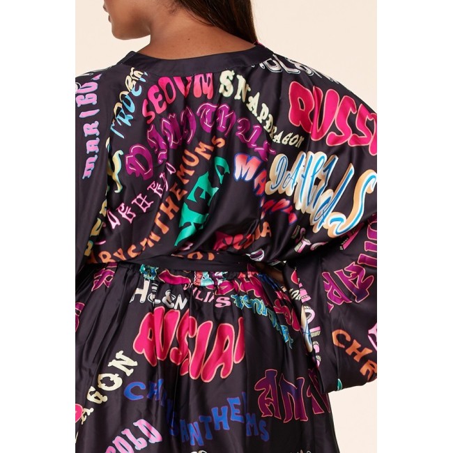 Deep-V Graffiti A Line Dress